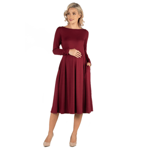 Womens 24/7 Comfort Apparel Fit & Flare Midi Maternity Dress