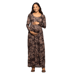 Plus Size 24/7 Comfort Apparel Floral Maternity Maxi Dress