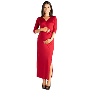 Plus Size 24/7 Comfort Apparel Side Slit Maternity Midi Dress