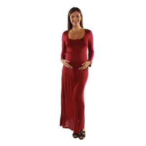 Plus Size 24/7 Comfort Apparel Long Sleeve Maternity Maxi Dress