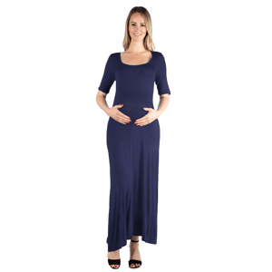 Plus Size 24/7 Comfort Apparel Elbow Sleeve Maternity Maxi Dress