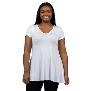 Plus Size 24/7 Comfort Apparel Short Sleeve V-Neck Tunic Tee