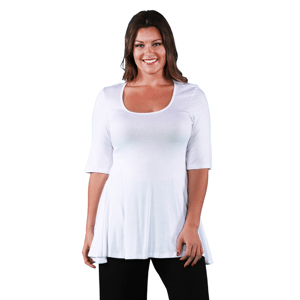 Plus Size 24/7 Comfort Apparel Elbow Sleeve Swing Tunic Blouse