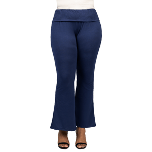 Plus Size 24/7 Comfort Apparel Bell Bottom Foldover Sweatpants