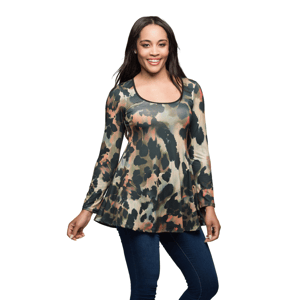 Womens 24/7 Comfort Apparel Multi-print Long Sleeve A-Line Tunic alternate view