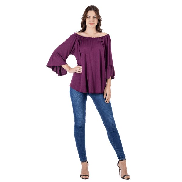 Womens 24/7 Comfort Apparel Bell Sleeve Loose Fit Tunic