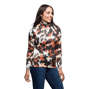 Womens 24/7 Comfort Apparel Animal Print Turtleneck Tee alternate view