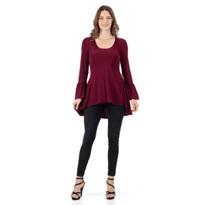 Womens 24/7 Comfort Apparel Long Bell Sleeve High-Low Tunic