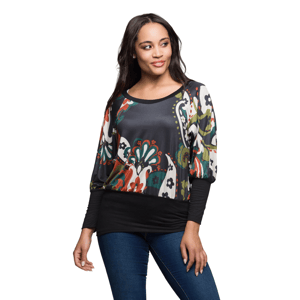 Womens 24/7 Comfort Apparel Paisley Multicolor Banded Blouse