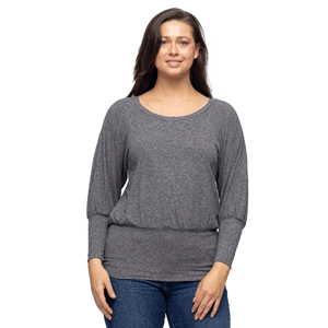 Womens 24/7 Comfort Apparel Blouson Sleeve Banded Bottom Blouse