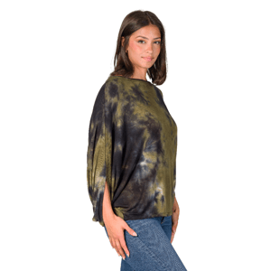 Womens 24/7 Comfort Apparel Green Tie-Dye Batwing Sleeve Blouse alternate view