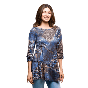 Womens 24/7 Comfort Apparel Blue Animal Print Tunic alternate view