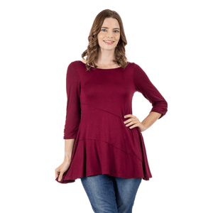Womens 24/7 Comfort Apparel Ruched Sleeve Swing Tunic