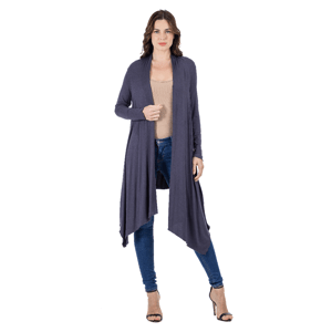 Womens 24/7 Comfort Apparel Extra Long Open-Front Cardigan