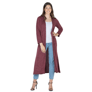 Womens 24/7 Comfort Apparel Long Duster Open-Front Knit Cardigan