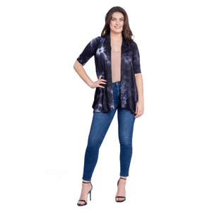 Womens 24/7 Comfort Apparel Tie-Dye Open-Front Cardigan