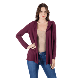 Womens 24/7 Comfort Apparel Lightweight Hooded Cardigan