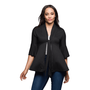 Womens 24/7 Comfort Apparel Tie-Front Bell Sleeve Cardigan
