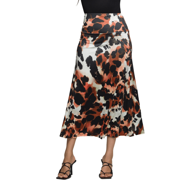 Womens 24/7 Comfort Apparel Animal Elastic Waist Maxi Skirt