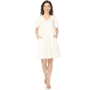Womens White Mark Solid Short Sleeve Shift Dress