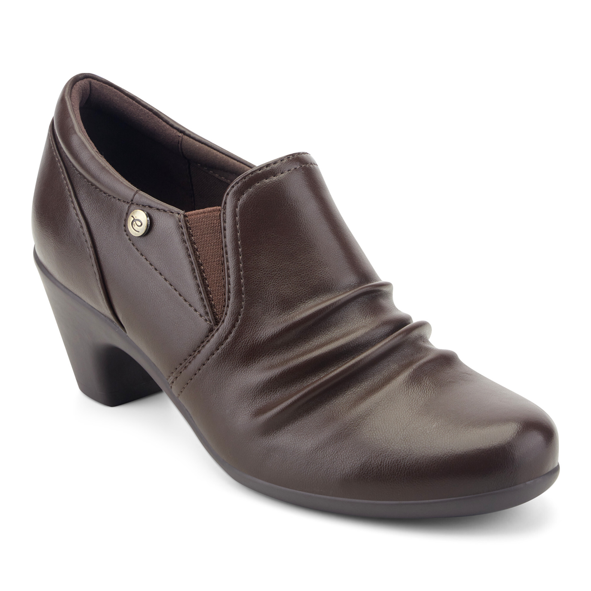 Easy Spirit Womens Carolen3 Cone Heel Booties, 5 Medium, Brown