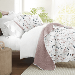 Soft Essentials Ultra-Soft Poppy Bloom Reversible 3pc. Quilt Set