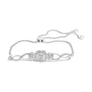 Haus of Brilliance Diamond Frame Heart Twist Tennis Bolo Bracelet