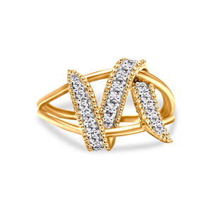 Haus of Brilliance 14kt. Gold-Plated 1/4ctw. Diamond Bypass Ring