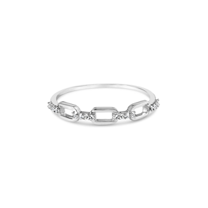 Haus of Brilliance Sterling Silver Diamond Paperclip Band Ring