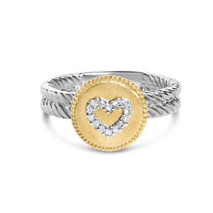 Haus of Brilliance 18kt. Gold Plated Diamond Heart Ring