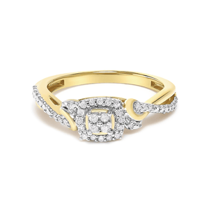 Haus of Brilliance 14kt Gold-Plated Diamond Halo Engagement Ring