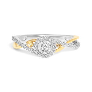 Haus of Brilliance 1/4ctw. Diamond Bypass & Halo Promise Ring