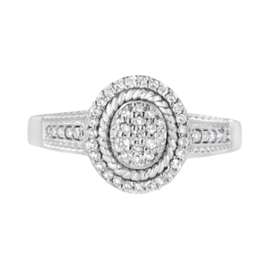 Haus of Brilliance 1/3ctw. Pave Set Diamond Halo Cocktail Ring