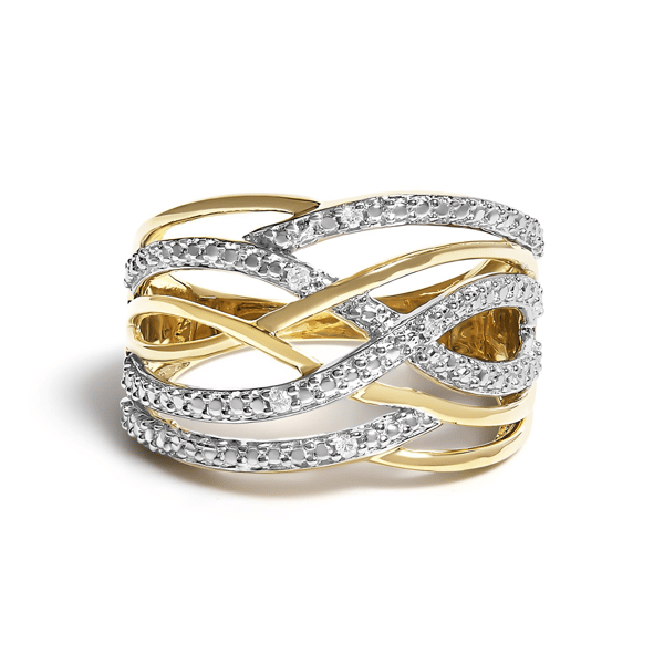 Haus of Brilliance 14kt. Gold Plated Diamond Crossover Ring