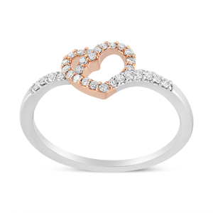 Haus of Brilliance 14kt. Gold-Plated Diamond Heart Promise Ring