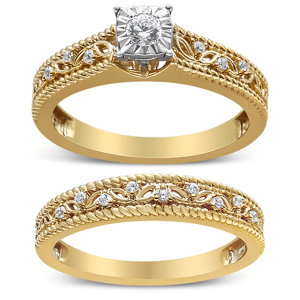 Haus of Brilliance 1/5ctw. Diamond Art Deco Engagement Ring Set