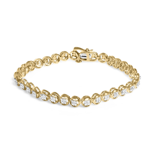 Haus of Brilliance 14kt. Gold-Plated Diamond Circle Link Bracelet