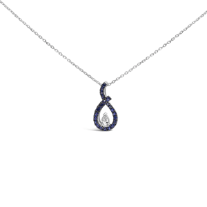 Haus of Brilliance Blue/White Sapphire Teardrop Pendant Necklace