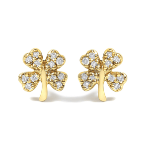 Haus of Brilliance 10kt. Gold Diamond 4-Leaf Clover Stud Earrings