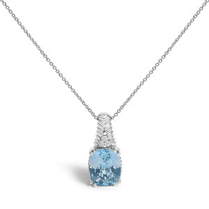 Haus of Brilliance Round Accent Diamond & Topaz Pendant Necklace