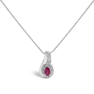 Haus of Brilliance Ruby &Diamond Accent Milgrain Pendant Necklace