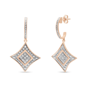 Haus of Brilliance Round Diamond Accent Dangle Rhombus Earrings