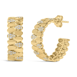 Haus of Brilliance 3/8ctw. Diamond Pave Pear Link J-Hoop Earrings