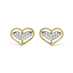 Haus of Brilliance 1/10ctw. Diamond Heart Gold Halo Stud Earrings