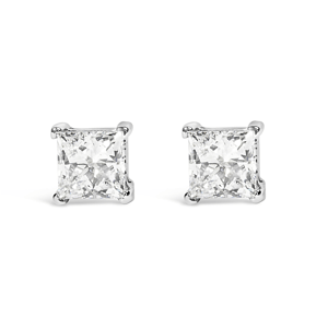 Haus of Brilliance Lab-Grown Princess-Cut Diamond Stud Earrings