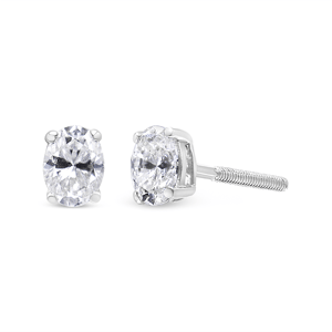 Haus of Brilliance Lab-Grown Oval Solitaire Diamond Stud Earrings