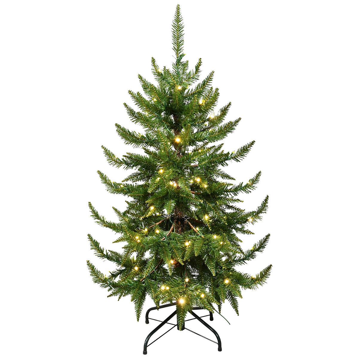 Traditional 4 Foot Pre-Lit Pine Christmas Tree, One Size, Green