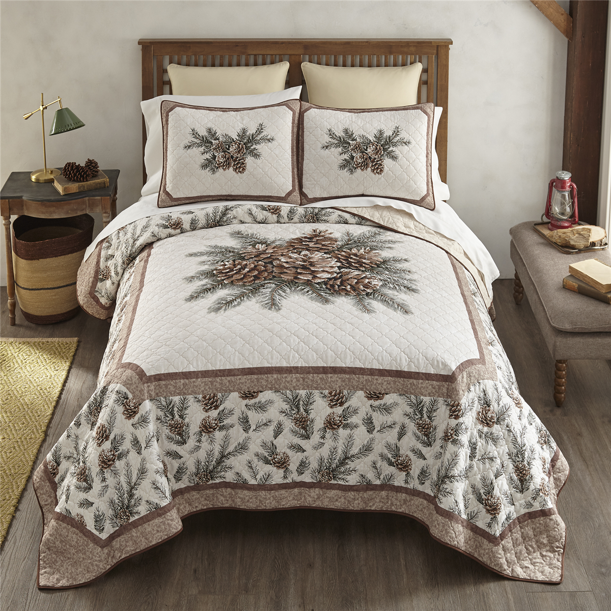 Donna Sharp Pine Medallion Woodland Design 3-Piece Quilt Set, King - Multi