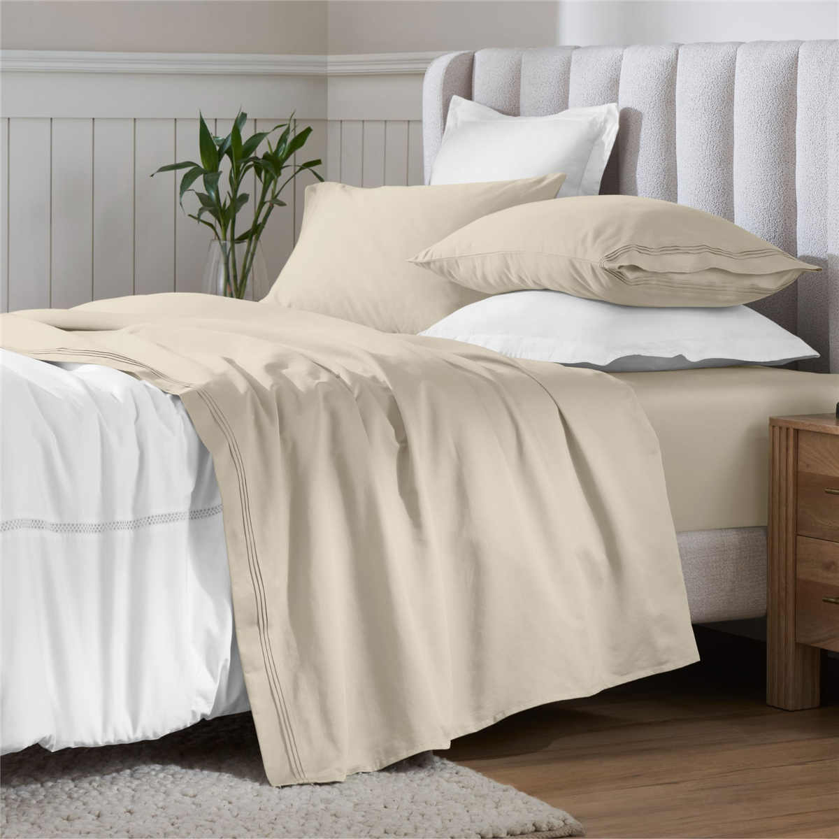 650KGSH SLBB Premium 650 Thread Count Egyptian Cotton Solid Deep Pocket Sheet Set, Baby Blue - King Size