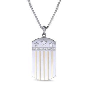 Mens Lynx Stainless Steel CZ Dog Tag Pendant Necklace